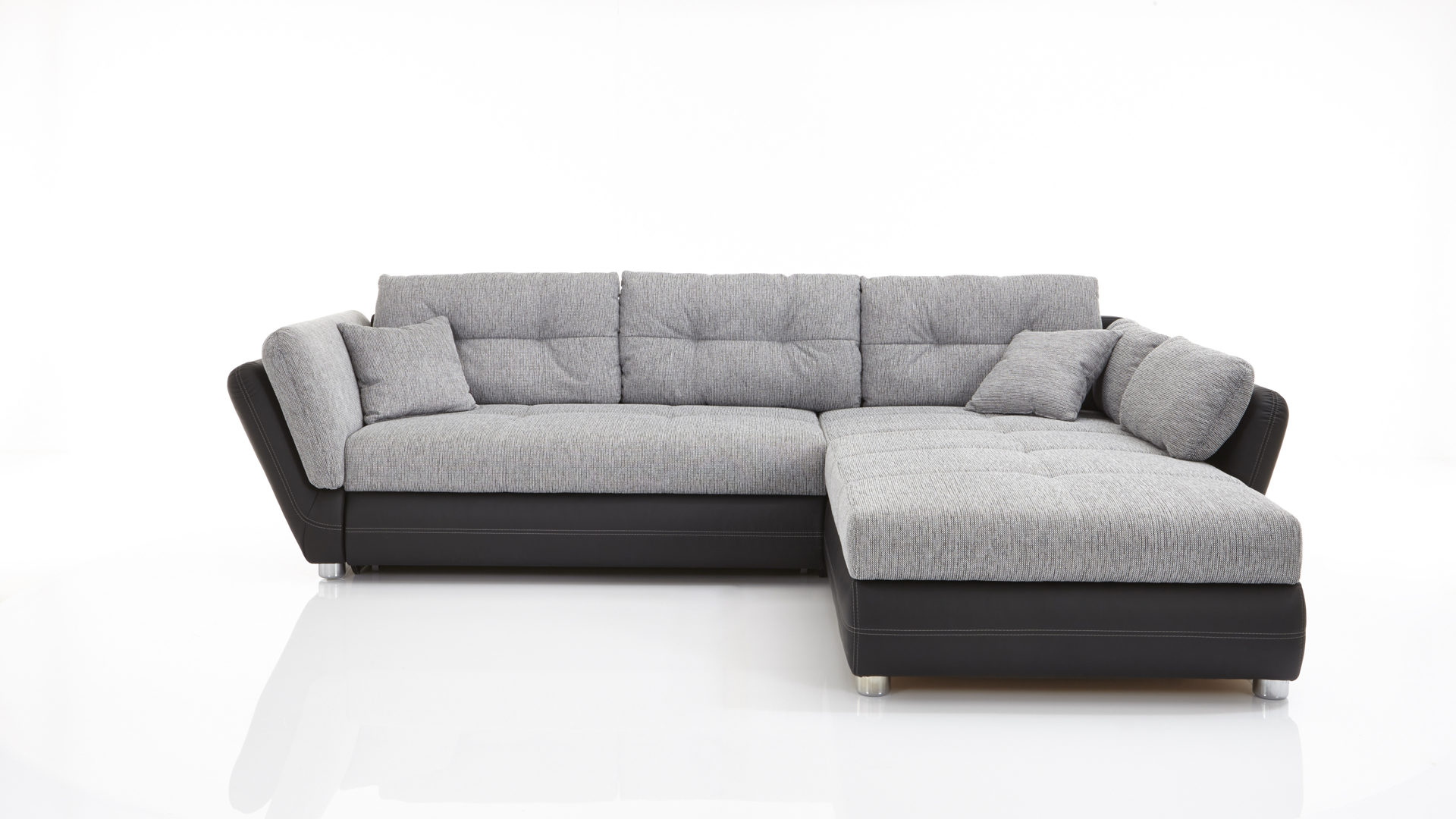 Ecksofa Mit Funktion Bzw Polsterecke Hellgrauer Bezug 482 09 Schwarzes Kunstleder 440 16 Schenkelmass Ca 295 X 210 Cm