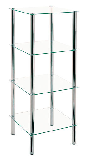 Glasboden-Regal als praktisches Kleinmöbel, Klarglas & Chrom – vier Böden,  Lamstedt, Cuxhaven, Bremerhaven