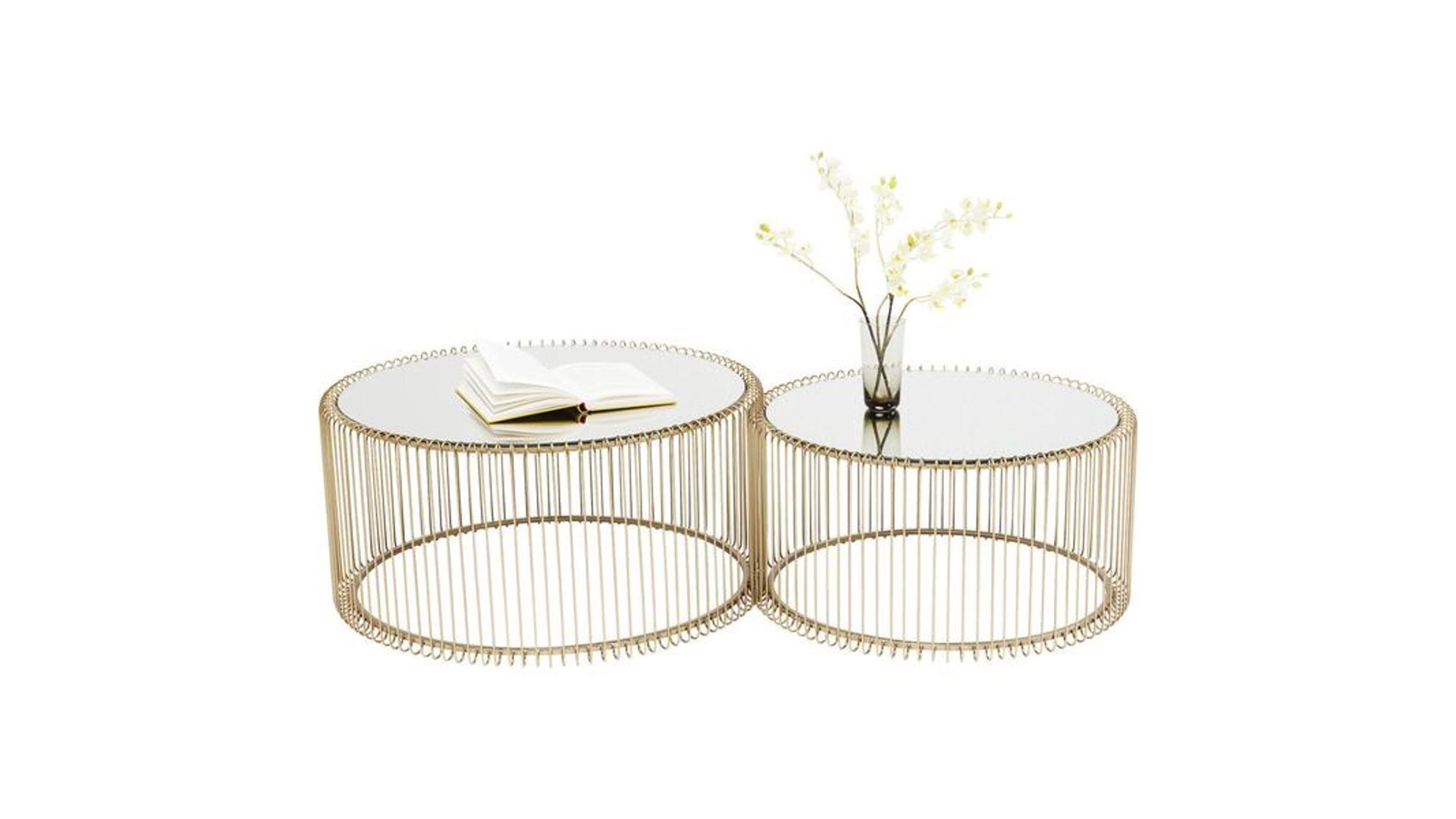 Kare Design Couchtisch Set Wire Messingfarbener Stahldraht Zweiteilig Lamstedt Cuxhaven Bremerhaven