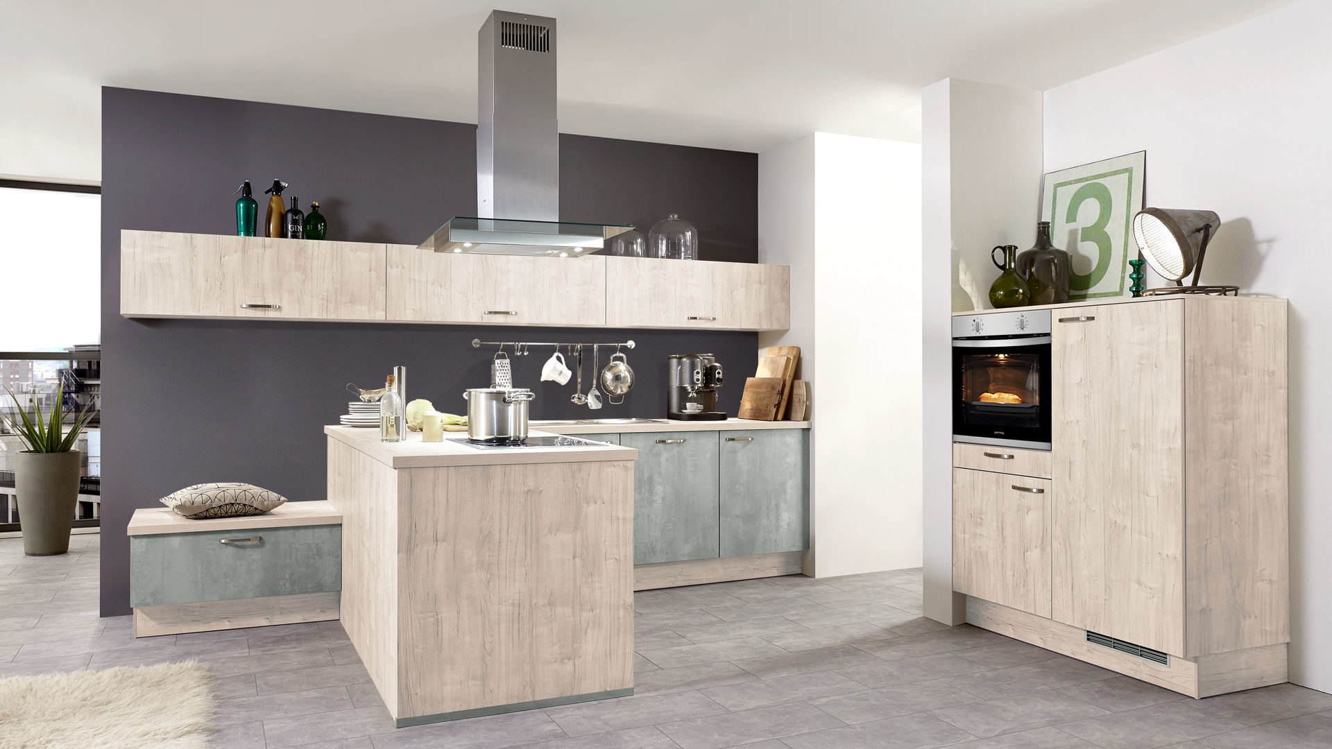 Culineo Kuche Mit Privileg Einbaugeraten Sonoma Eiche Beton Perlgrau Lamstedt Cuxhaven Bremerhaven