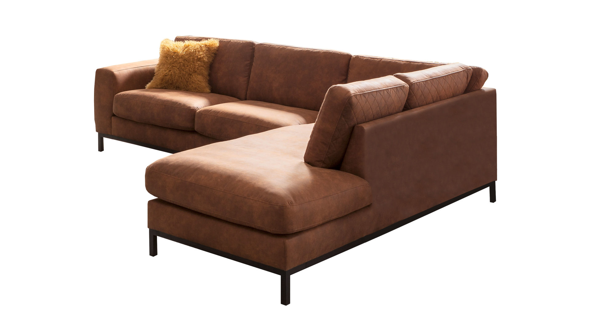 ecksofa cognacfarbener bezug preston 25 schwarze metallfusse stellflache lamstedt cuxhaven bremerhaven