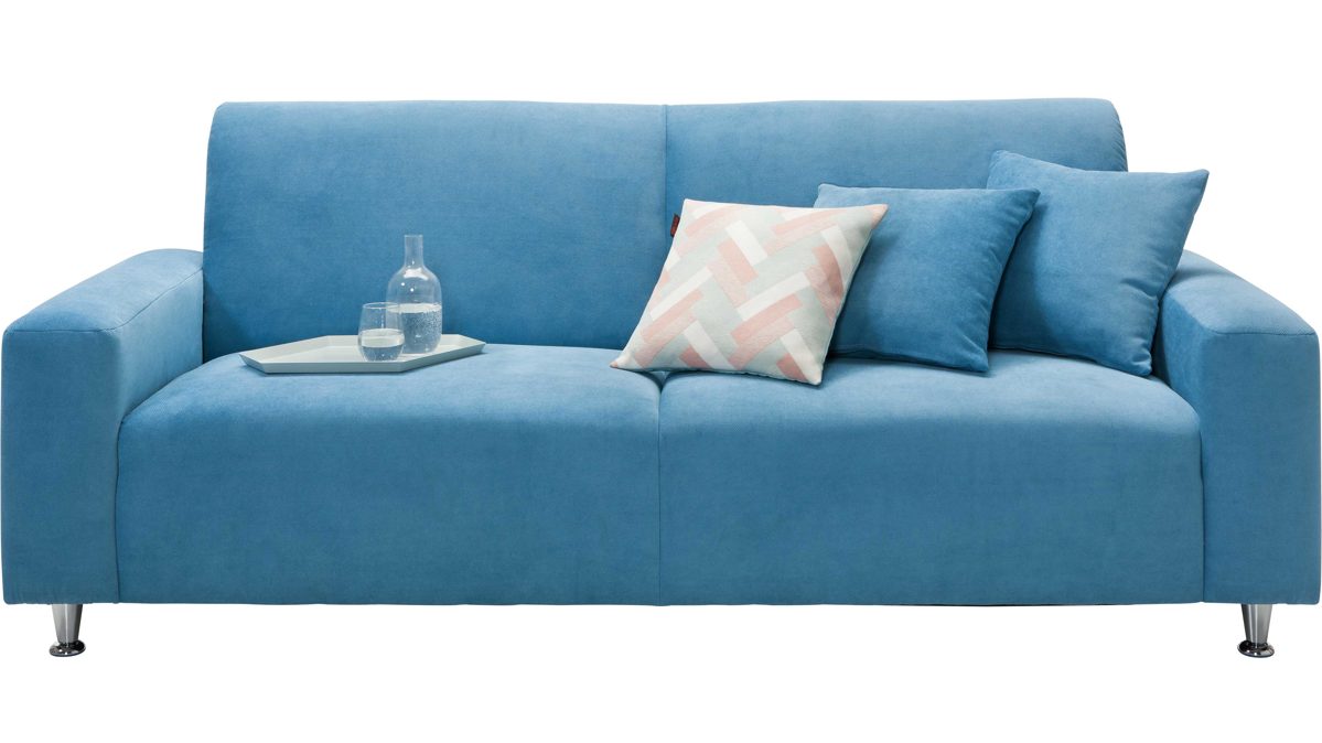 3-Sitzer Julia - Couch mit Bonnellfederkern, blauer Bezug Sun 85 &  Chromfüße, Lamstedt, Cuxhaven, Bremerhaven
