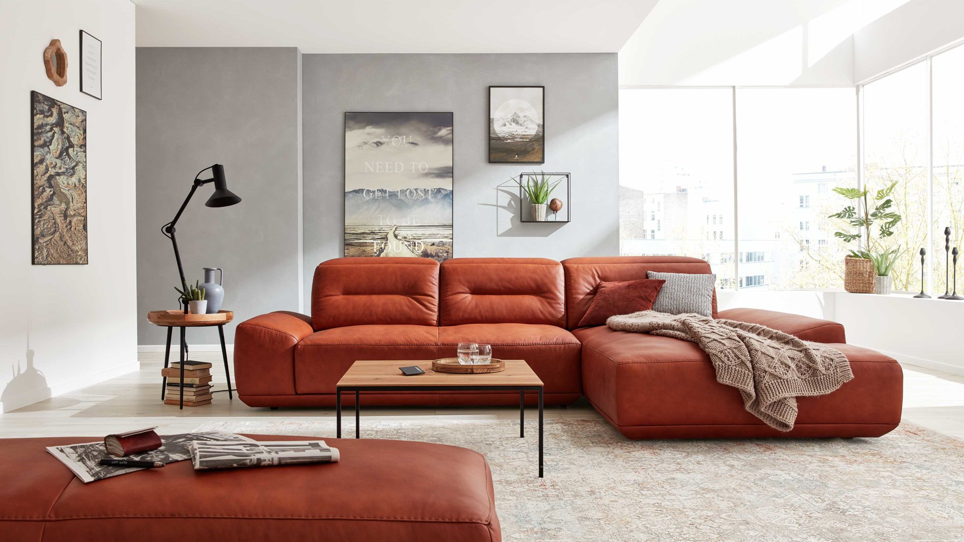 interliving sofa serie 4000 – ecksofa, cognacfarbenes leder z31.50
