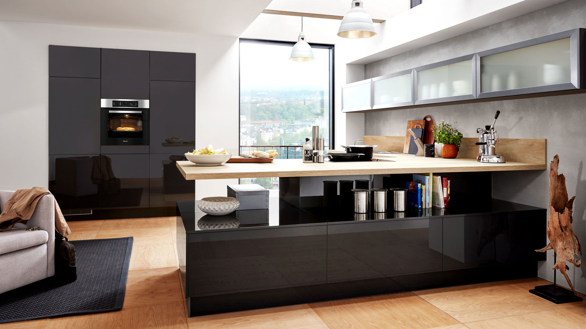 culineo kuche mit miele einbaugeraten und glashangern manhattangrau madera lamstedt cuxhaven bremerhaven