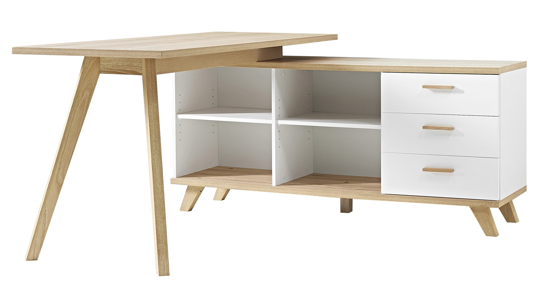 Schreibtisch Oslo Kombiniert Mit Einem Sideboard Mattweiss