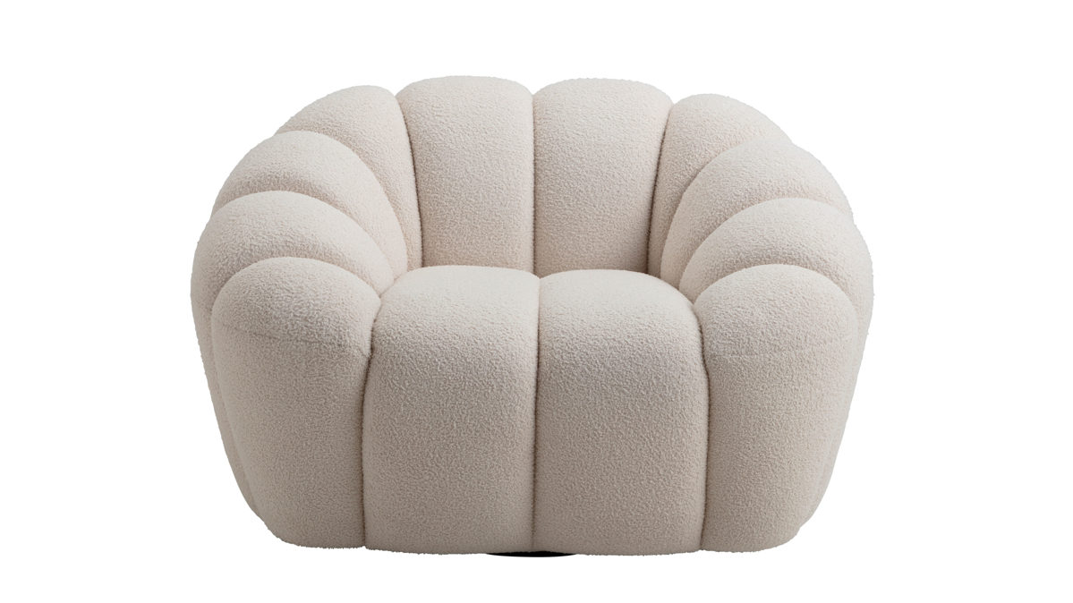 Drehsessel Gutmann factory® aus Stoff in Beige Polsterprogramm Emelie - Drehsessel naturweißer Bezug 306.55 - ca. 117 x 95 cm