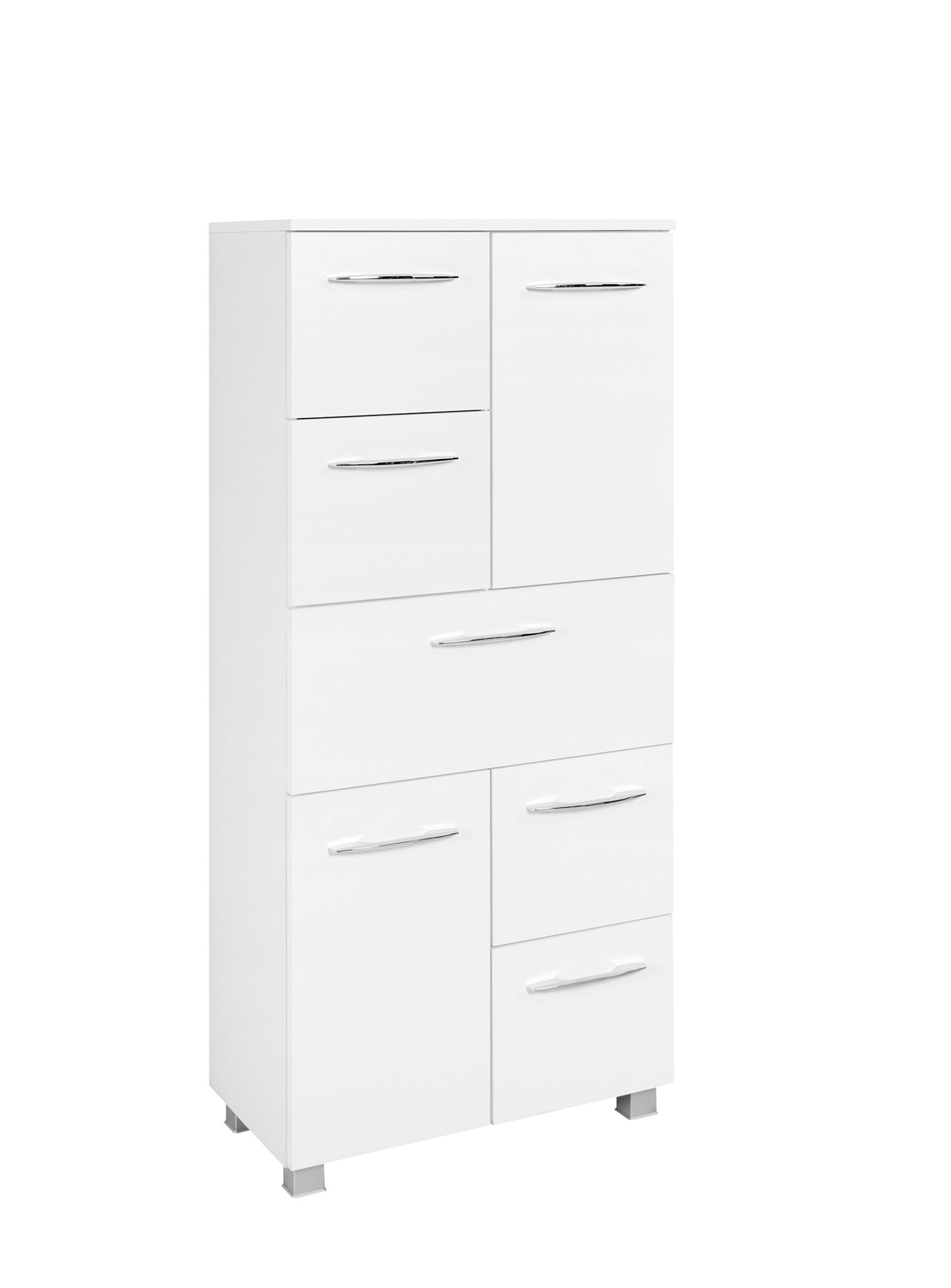 Bad-Midischrank Portofino, weiße Kunststoffoberflächen – zwei Türen, fünf Auszüge, Breite ca. 18 cm Bad-Midischrank Portofino, weiße Kunststoffoberflächen – zwei Türen, fünf Auszüge, Breite ca. 18 cm