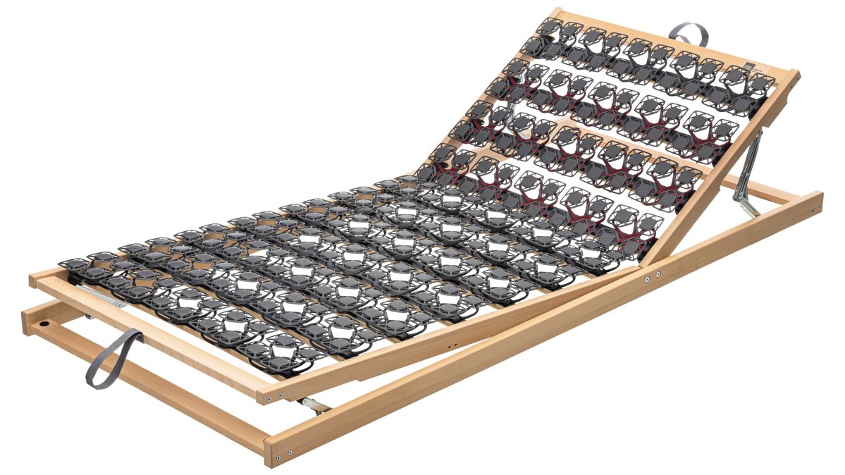 Lattenrost Interliving aus Kunststoff in Holzfarben Interliving Lattenrost Serie 1954 mit manueller Verstellung Kopf- & Fußteilverstellung – Liegefläche ca. 90 x 200 cm