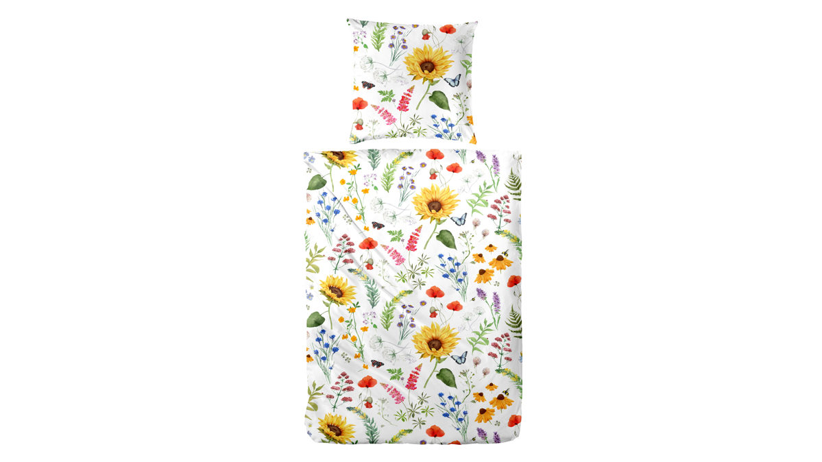 Bettwäsche-Set H. g. hahn haustextilien® aus Stoff in Mehrfarbig HAHN Bettwäsche-Set zweiteilig, ca. 135 x 200 cm - mehrfarbiges Blumenmuster