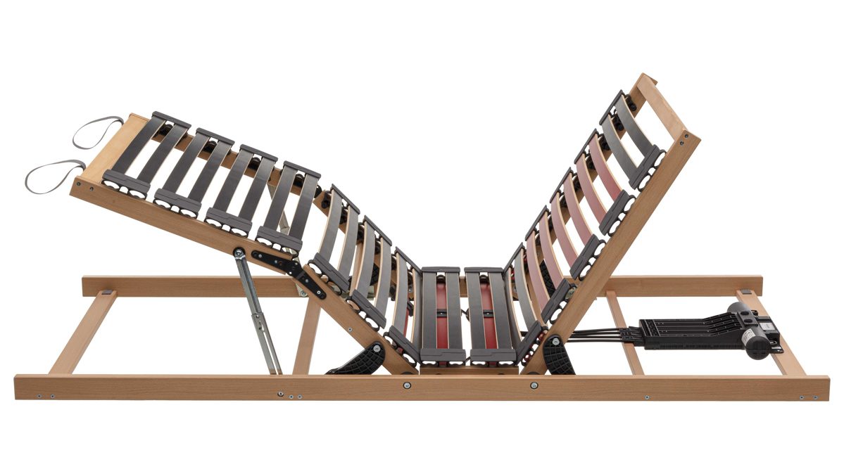 Lattenrost Interliving aus Holz in Holzfarben Interliving Lattenrost Serie 1952 - V6290 zweifach motorisch mit Handschalter – Liegefläche ca. 90 x 200 cm