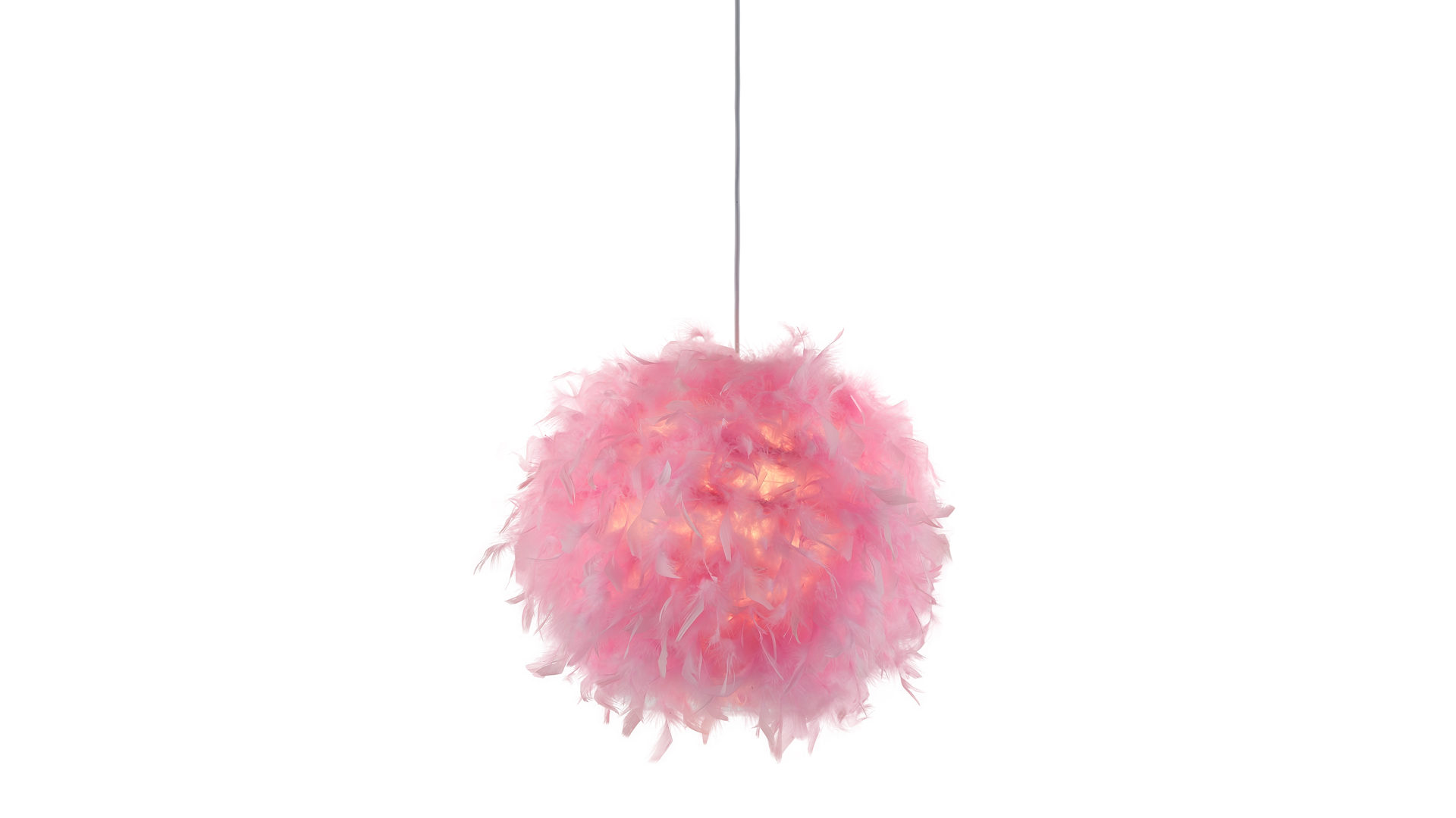 Pendelleuchte Art home - nino leuchten aus Federn + Daunen in Pink Nino Pendelleuchte Ducky Stoffkugel mit pinkfarbenen Federn – Durchmesser ca. 30 cm