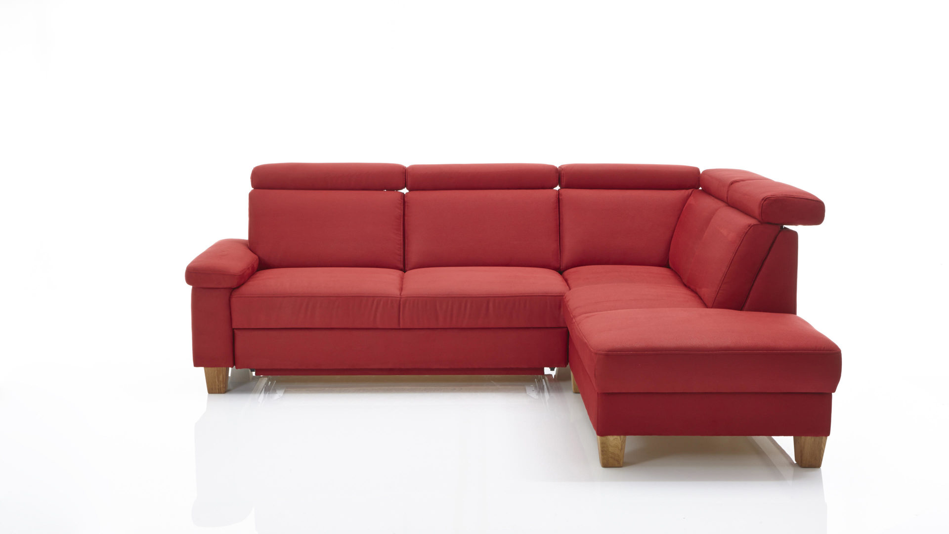 Ecksofa Pora aus Stoff in Rot Ecksofa bzw. Eckcouch roter Bezug Zeus – Schenkelmaß ca. 252 x 206 cm