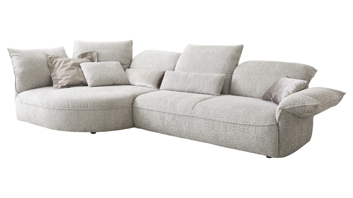 Ecksofa Koinor aus Stoff in Weiß KOINOR Polsterecke Abby weißer Chenillebezug & Kunststoffgleiter - ca.  154 x 330 cm