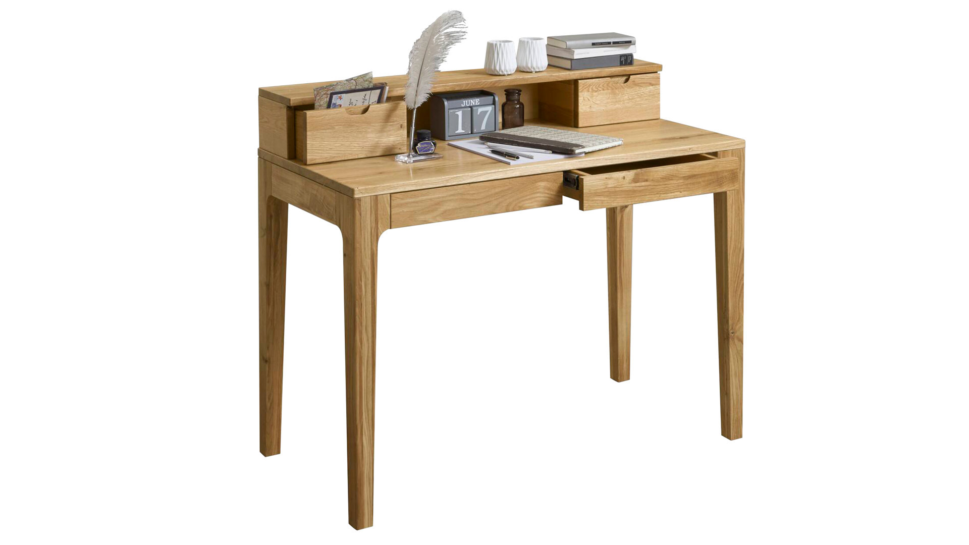 Schreibtisch M2 kollektion aus Holz in Holzfarben Massivholzmöbel - Schreibtisch geölte Wildeiche – Breite ca. 110 cm
