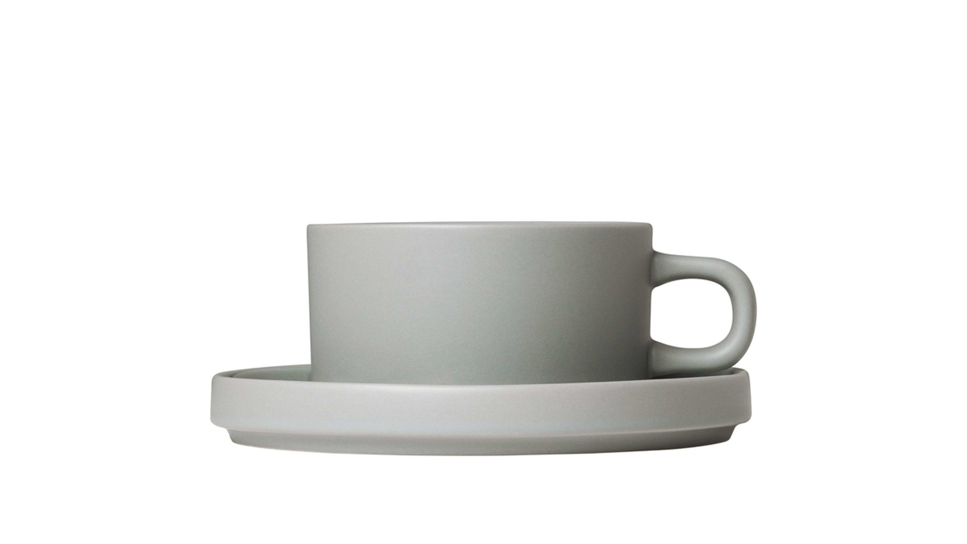 Teetasse Blomus aus Keramik in Grau blomus Teetassen-Set Pilar hellgraue Keramik Mirage Gray – zweilteilig