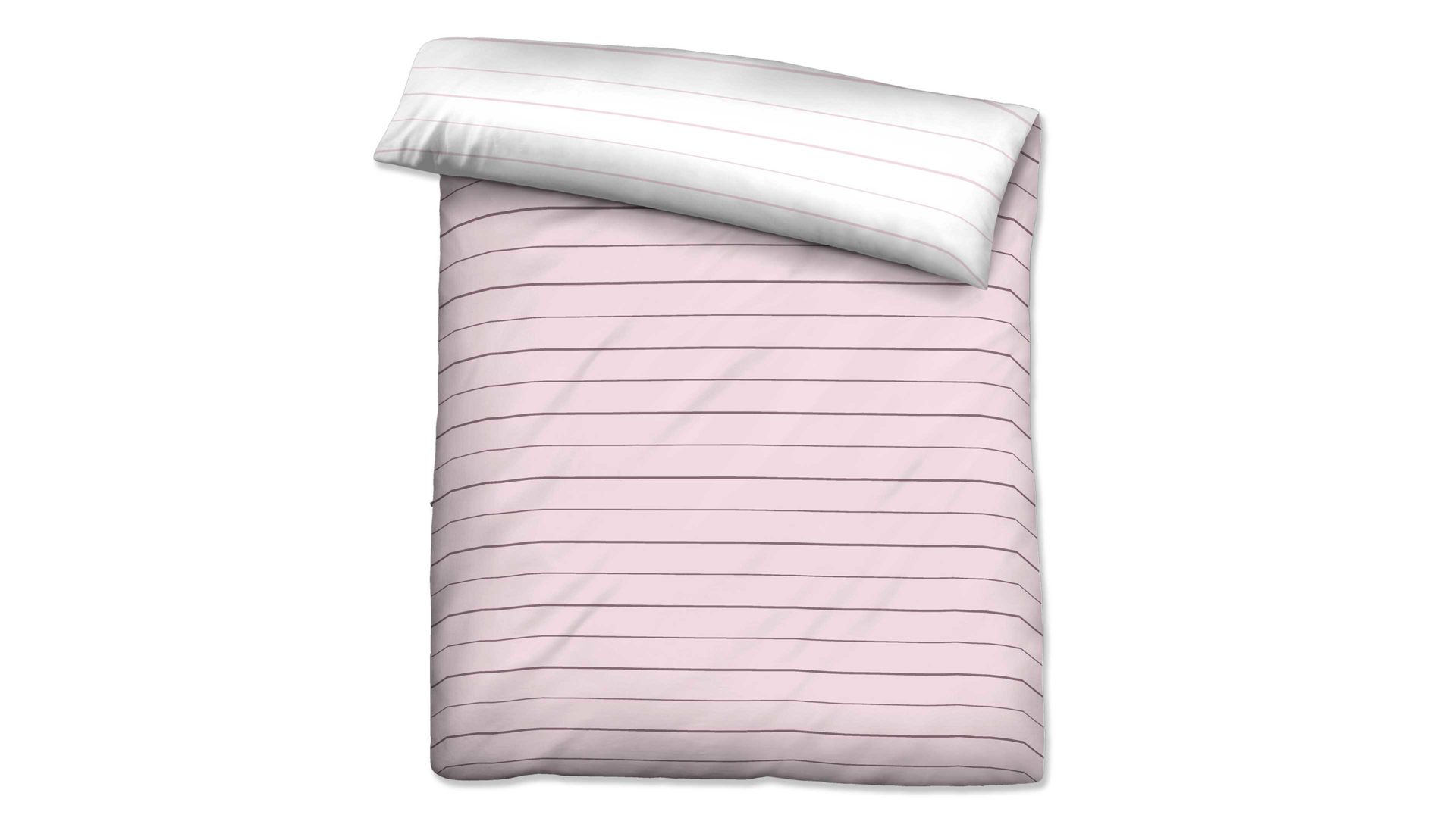 Bettbezug Biberna aus Stoff in Pastell biberna Mako-Satin Bettdeckenbezug Streifen Mix & Match rosefarbene & sturmgraue Streifen – ca. 155 x 220 cm