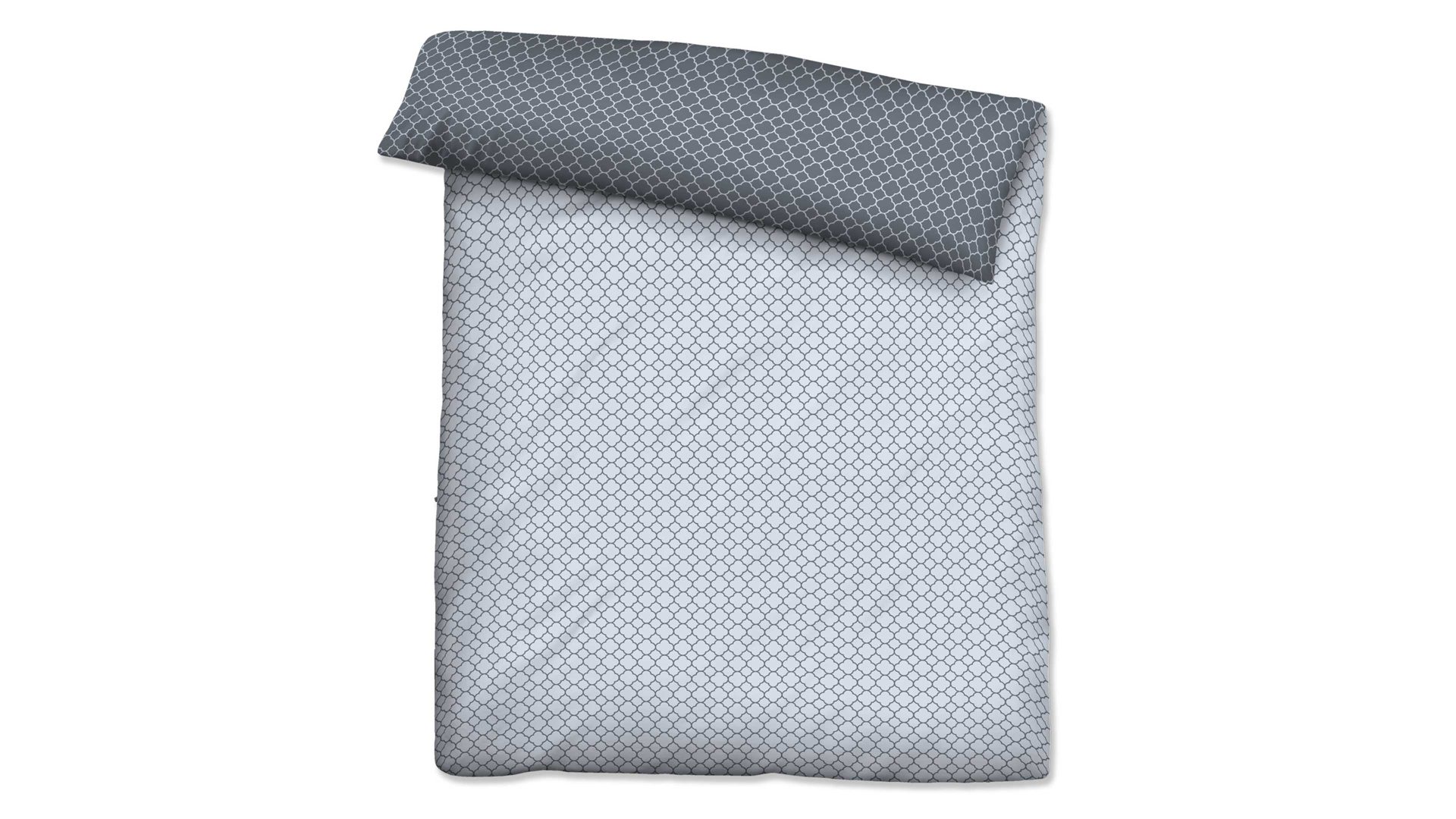 Bettbezug Biberna aus Stoff in Blau biberna Mako-Satin Bettdeckenbezug Grafik Mix & Match rauch- & graublaues Grafikmuster – ca. 155 x 220 cm