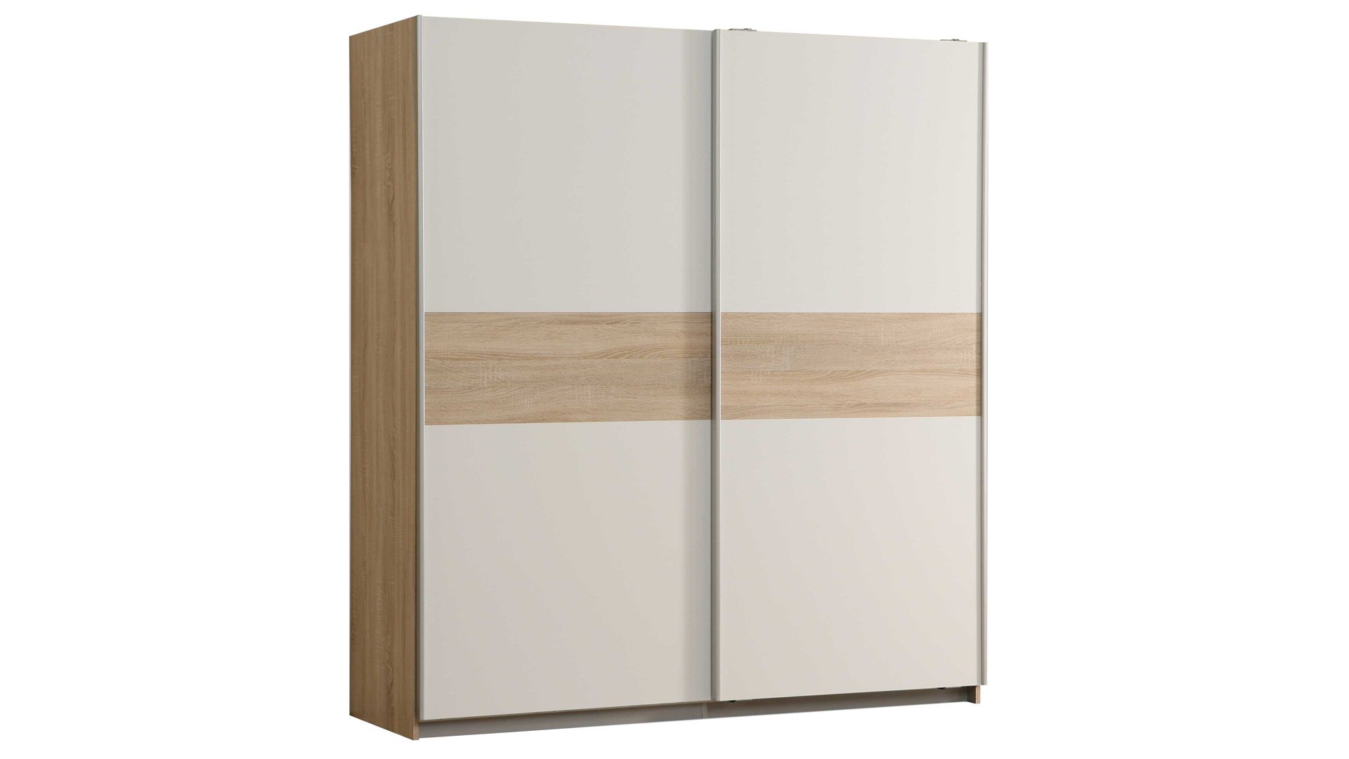Kleiderschrank Forte aus Holz in Weiß Schwebetürenschrank Winnie Sonoma Eiche & Weiß – zwei Türen