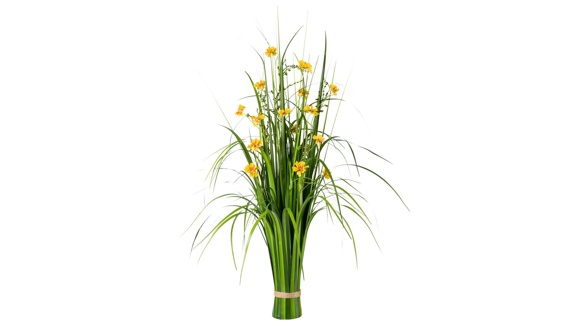 Pflanze Gasper gmbh aus Stoff in Gelb Grasbusch mit Cosmeablüten gelbe Textilblüten & Gras – Höhe ca. 86 cm