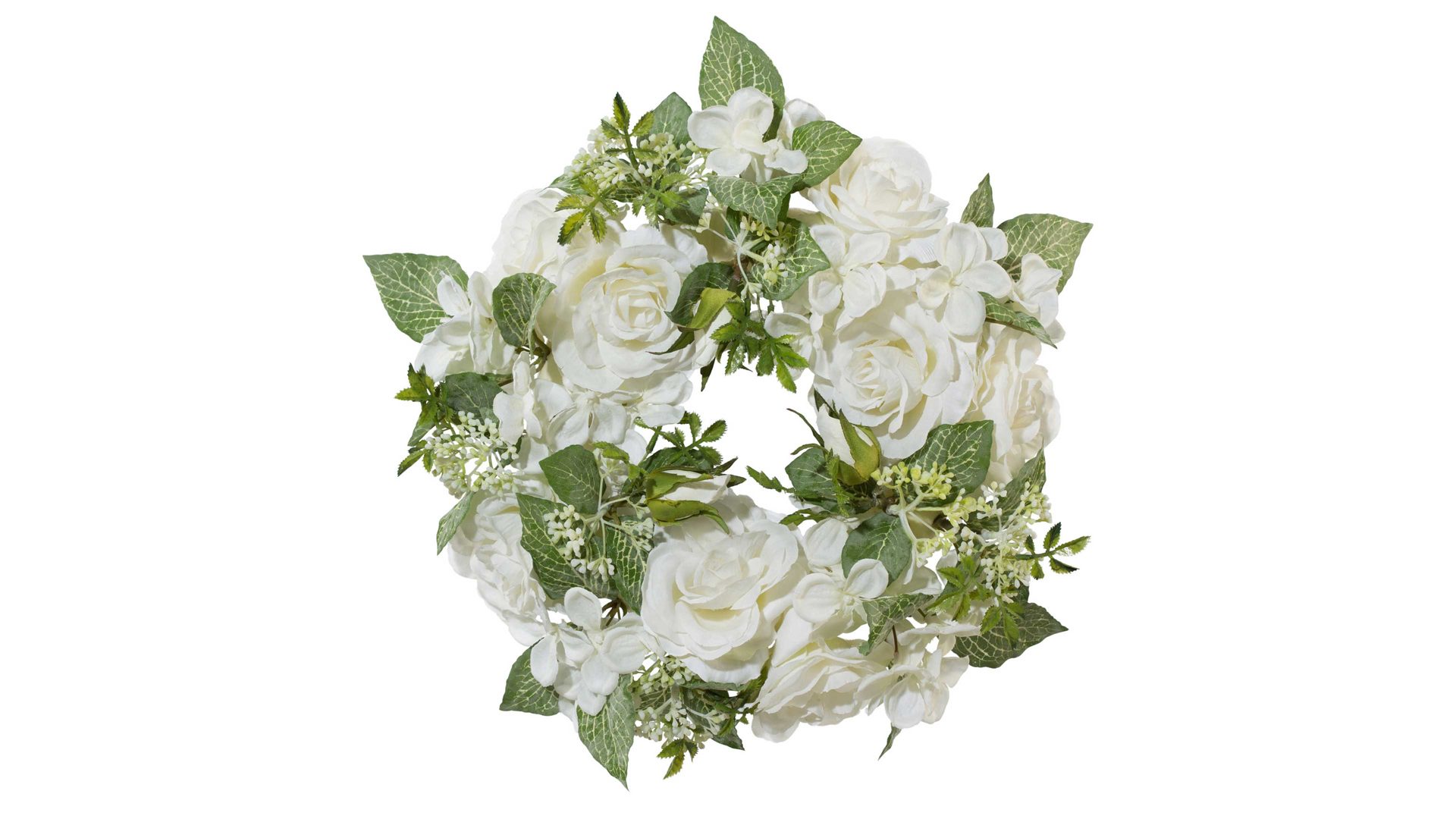 Kranz Gasper gmbh aus Stoff in Weiß Rosenkranz weiße Textilblüten – Durchmesser ca. 33 cm