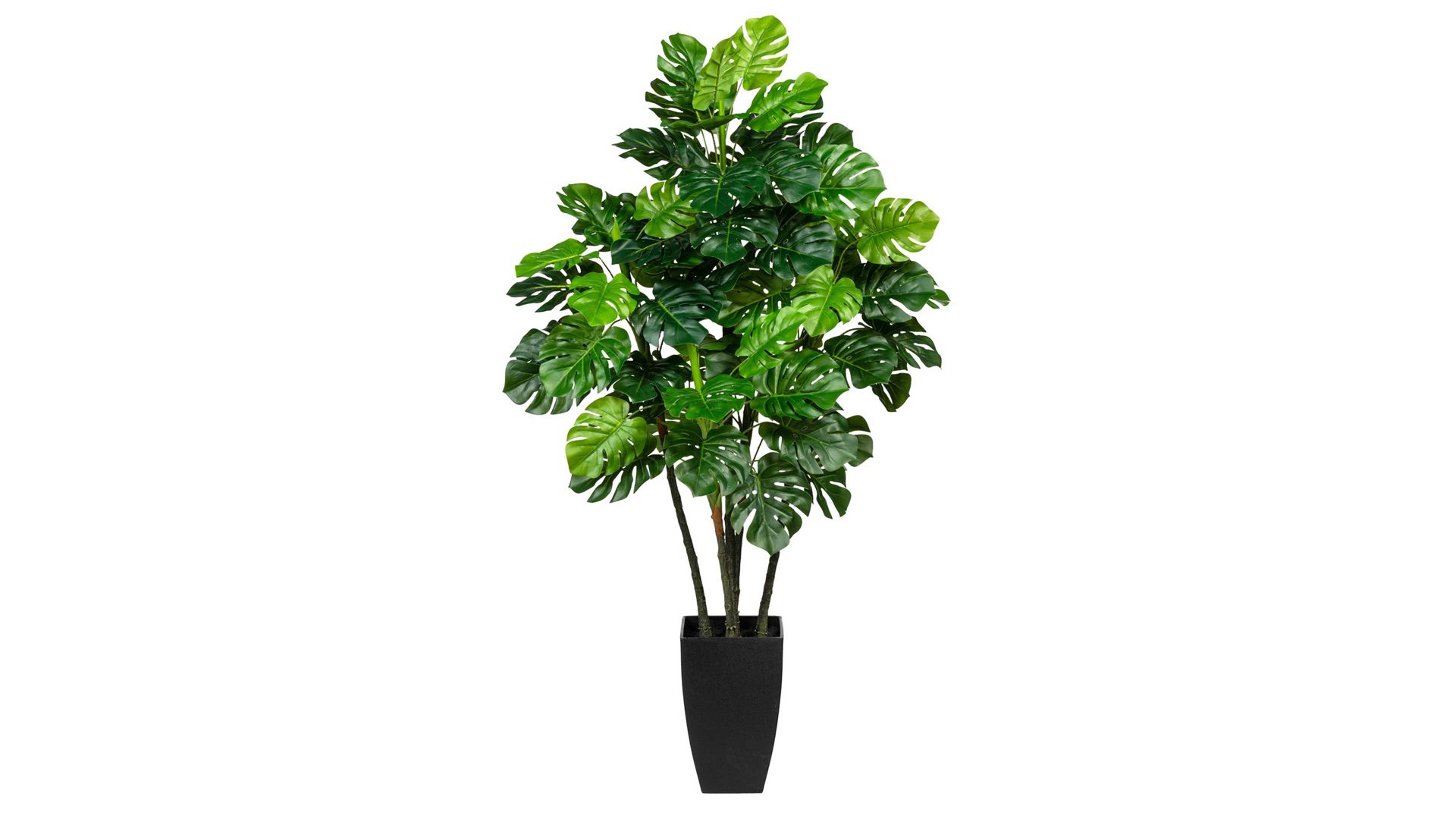 Pflanze Gasper aus Kunststoff in Grün Splitphilodendron grüner Kunststoff & schwarzer Topf – Höhe ca. 105 cm