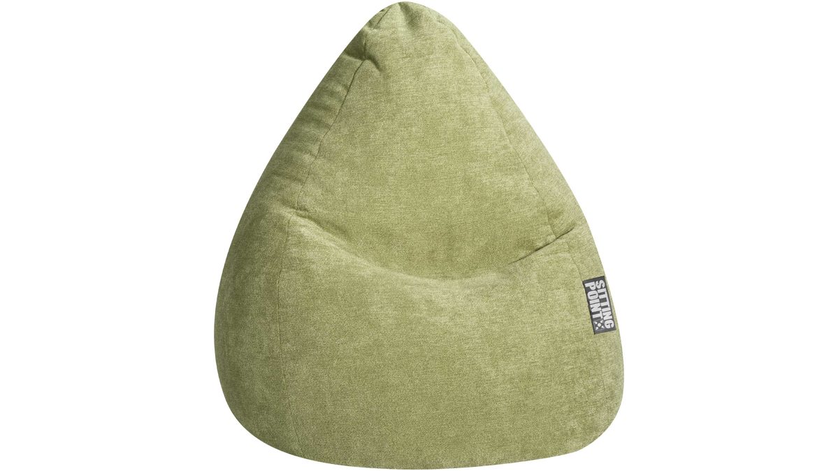 Sitzsack Magma aus Stoff in Grün SITTING POINT Sitzsack Beanbag Alfa XL blassgrüner Velours 007 – ca. 70 x 110 cm
