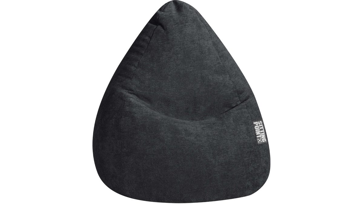 Sitzsack Magma aus Stoff in Schwarz SITTING POINT Sitzsack Beanbag Alfa XL schwarzer Velours 007 – ca. 70 x 110 cm