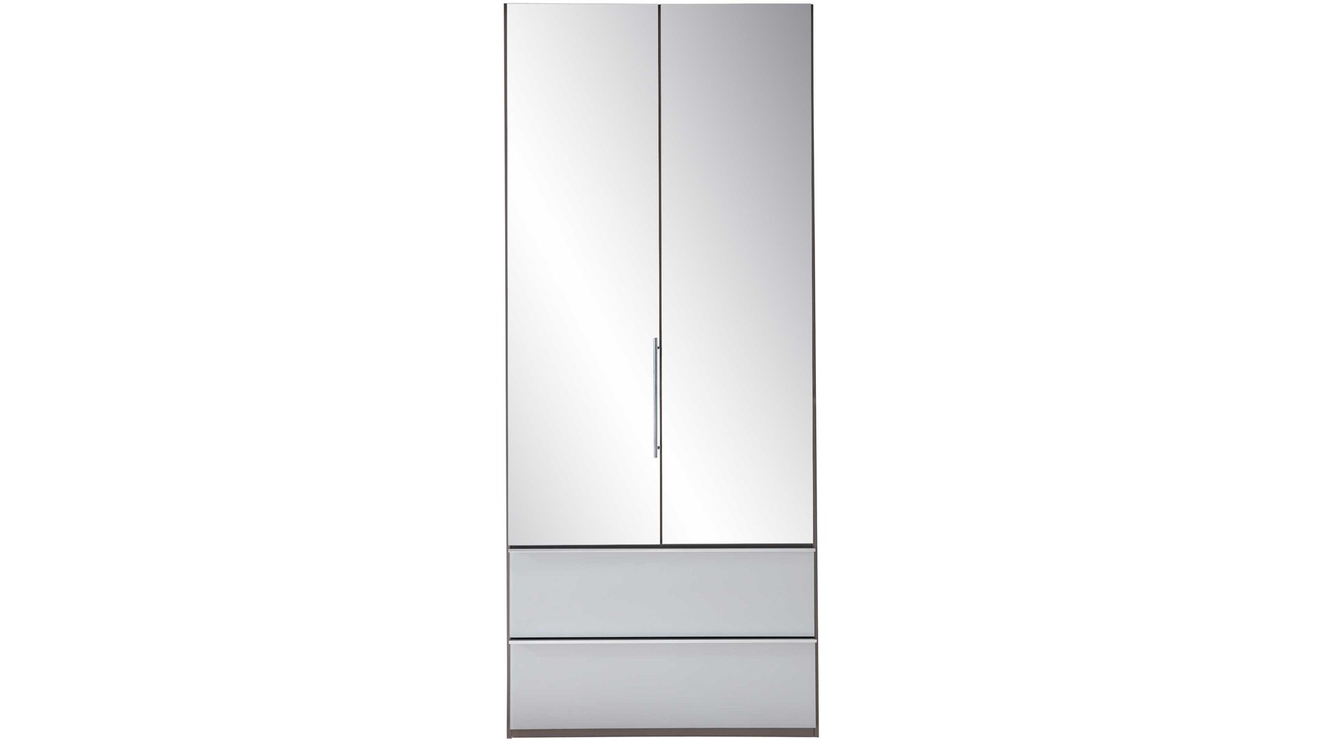 Kleiderschrank Interliving aus Spiegel in Grau Interliving Kleiderschrank Serie 1205 – Kleiderschrank 385 Kieselgrau & Spiegel – zwei Türen, zwei Schubladen, Breite ca. 100 cm