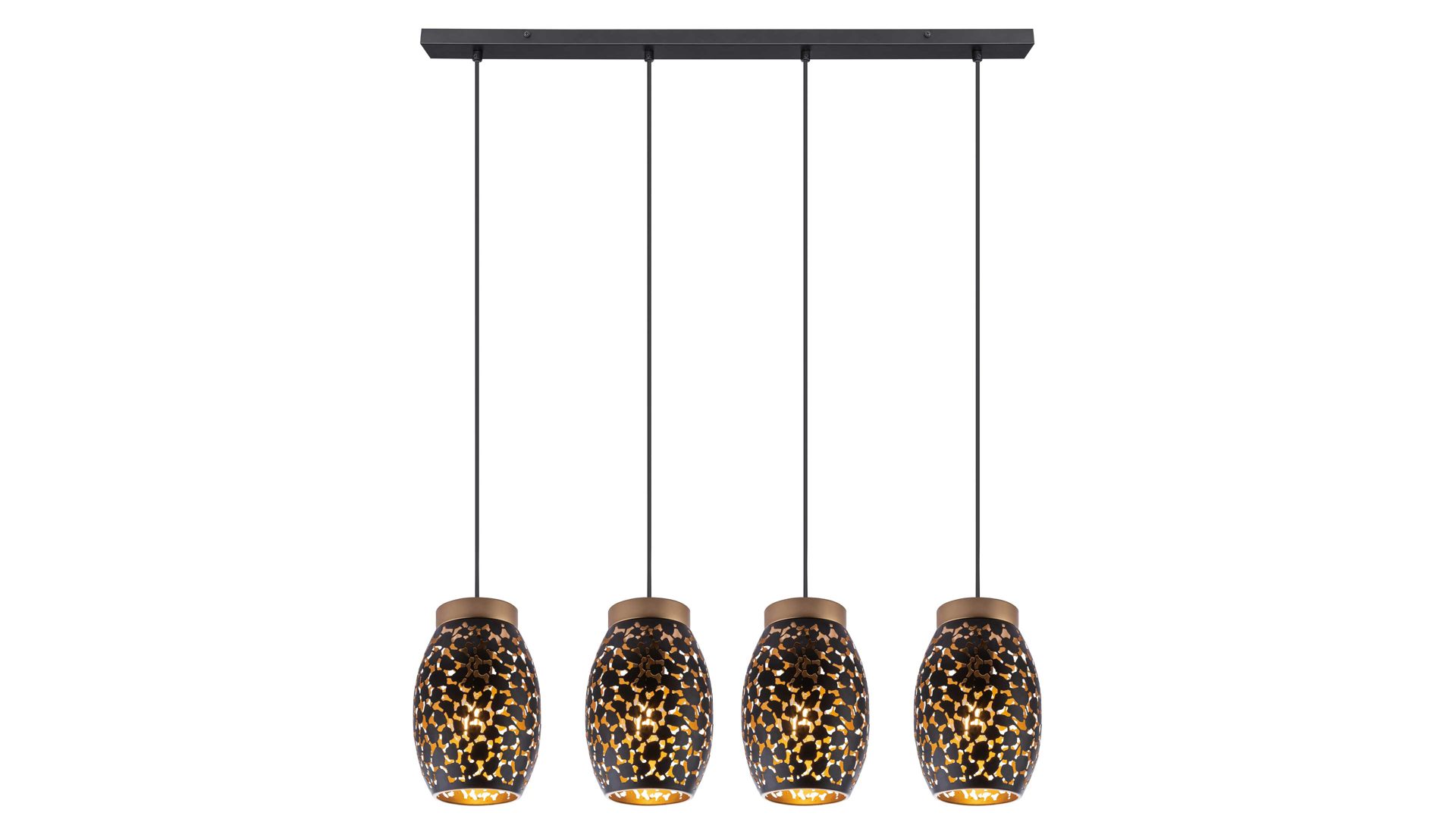 Pendelleuchte Globo lighting aus Metall in Schwarz GLOBO Hängelampe Narri mattschwarzes & goldfarbenes Metall – Länge ca. 90 cm