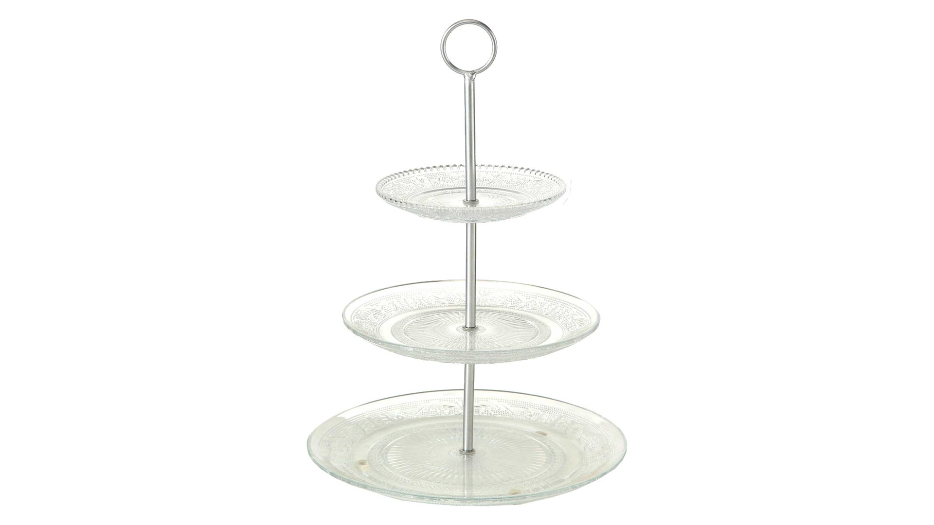 Etagere Boltze aus Glas in Transparent Etagere Relief Klarglas – Höhe ca. 35 cm