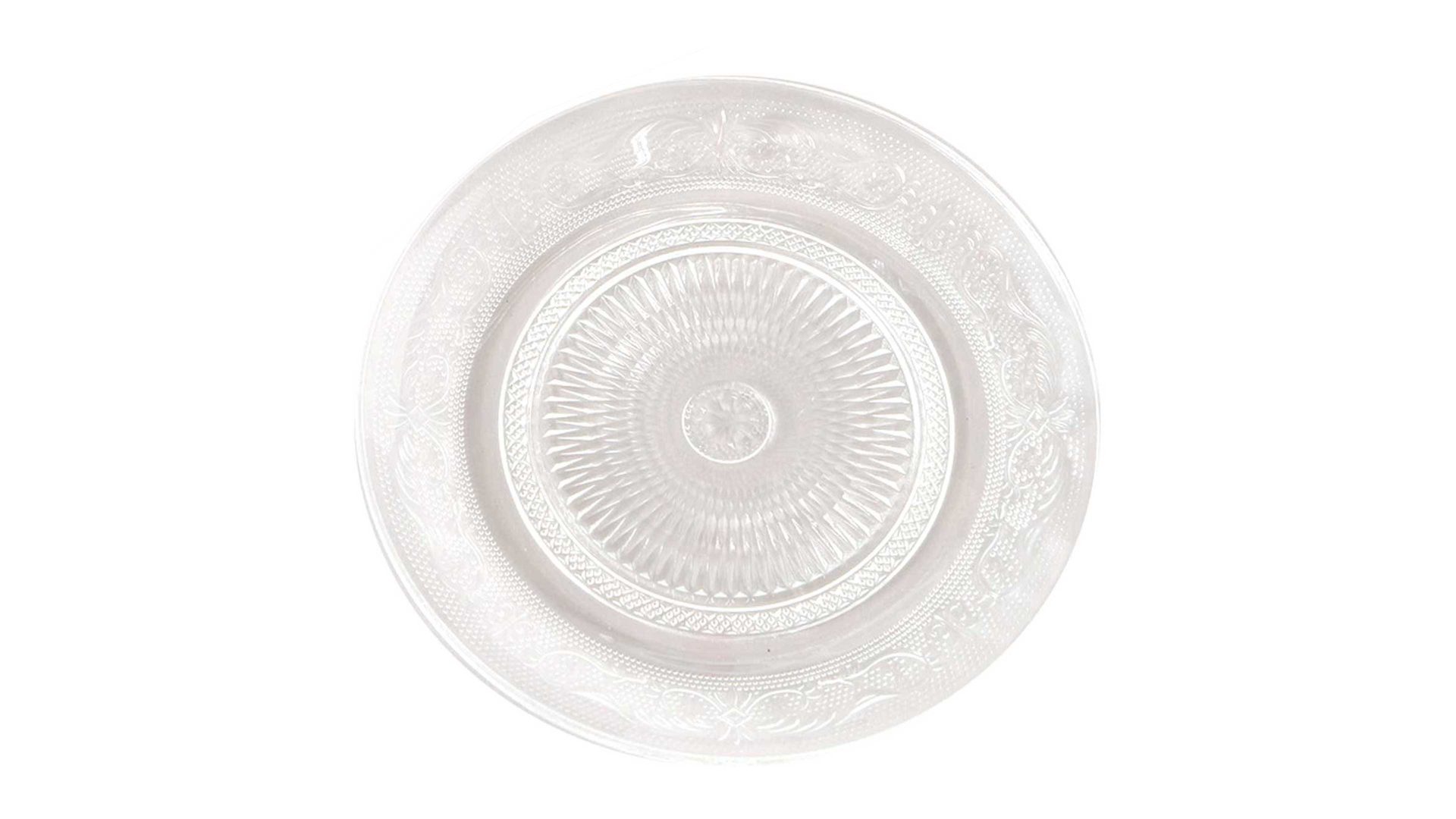 Kuchen- / Frühstücks- / Dessertteller Boltze aus Glas in Transparent Glasteller Relief Klarglas – Durchmesser ca. 22 cm