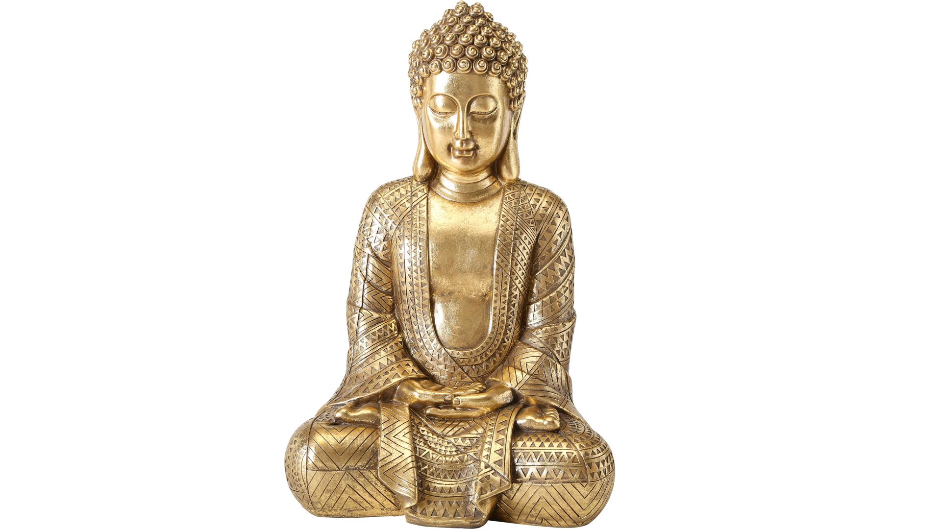 Figur Boltze aus Kunststoff in Metallfarben Buddha goldfarbener Kunstharzguss - Höhe ca. 70 cm