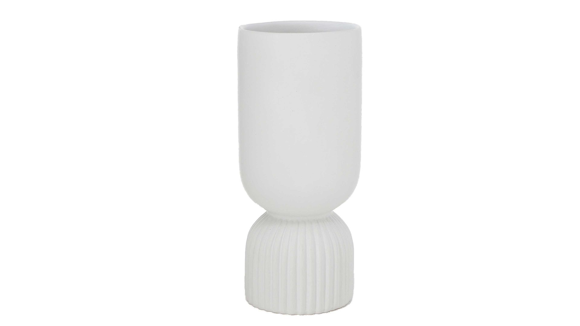 Vase Boltze aus Keramik in Weiß Vase Gino geriffelter Fuß - weißes Dolomit, Höhe ca. 23 cm