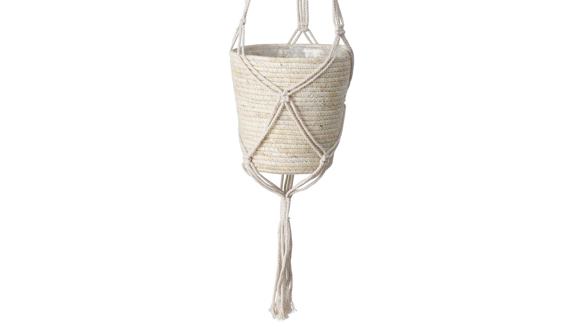 Blumentopf Boltze aus Naturfaser in Beige Hänge-Pflanztopf Riseva Maisblatt – Durchmesser ca. 18 cm