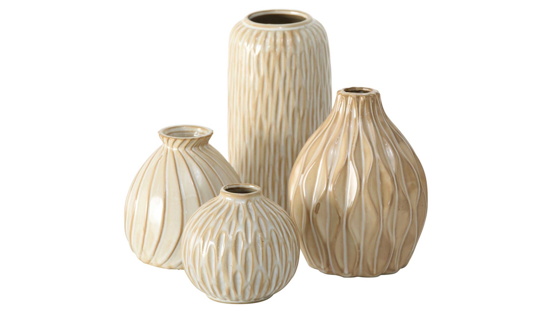 Vase Interliving BEST BUDDYS! aus Keramik in Beige Interliving BEST BUDDYS! Vasen-Set Zalina cremeweißes Porzellan – vierteilig