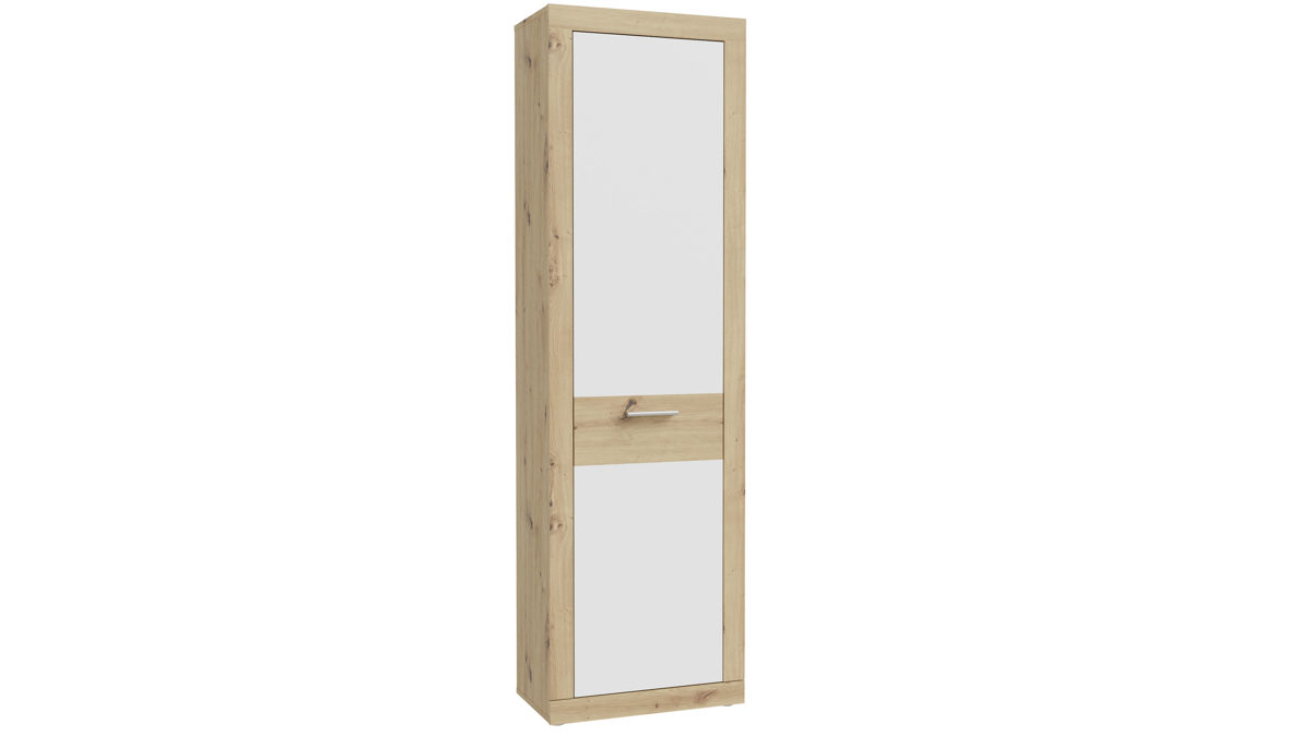 Garderobenschrank Forte® aus Holz in Weiß Garderobenprogramm Baccio - Garderobenschrank Weiß & Artisan Eiche – ca. 58 x 197 cm