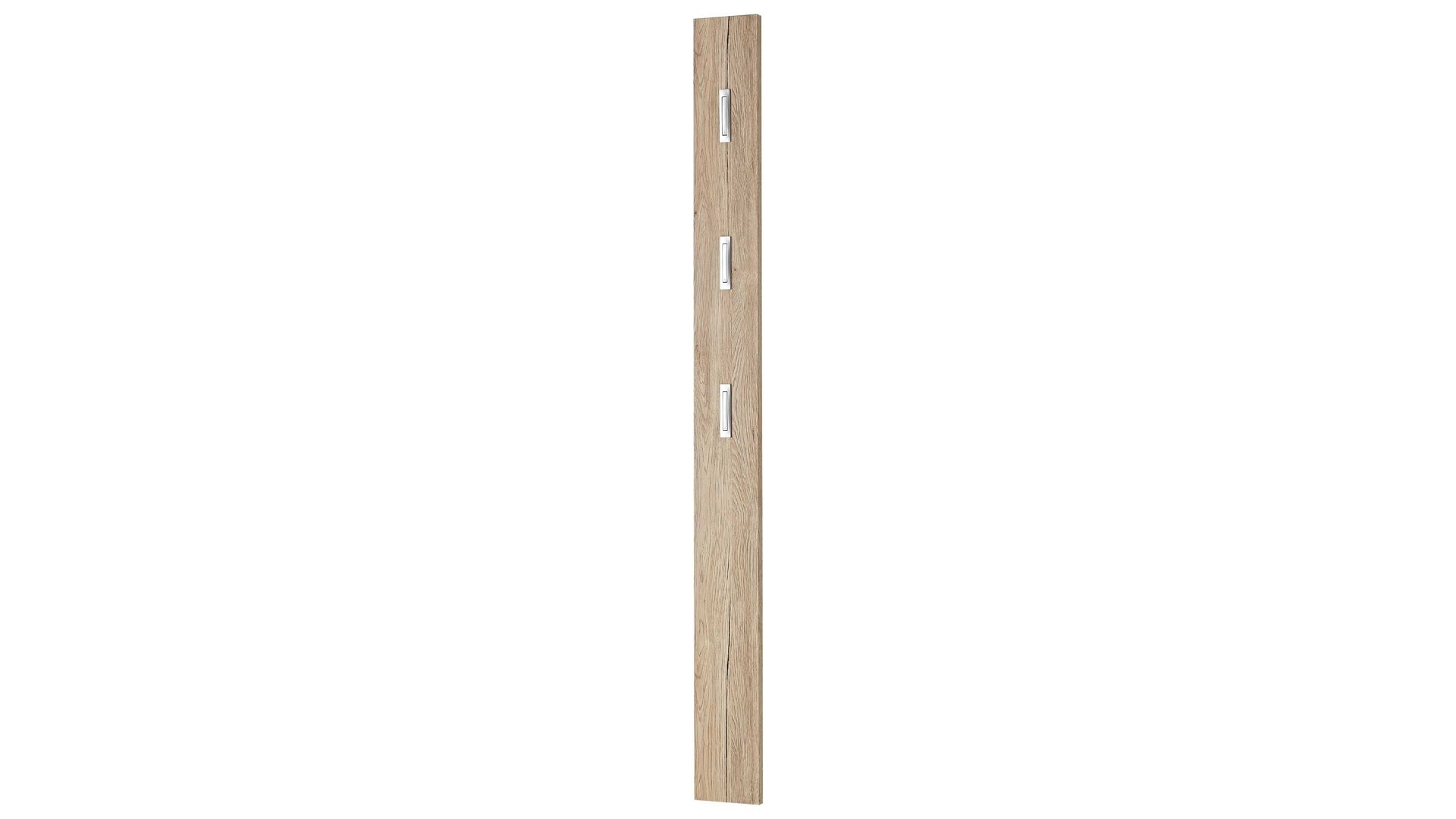 Wandgarderobe Germania aus Holz in Holzfarben Wandgarderobe Colorado mit Wandhaken eichefarbene Kunststoffoberflächen - drei Klapp-Kleiderhaken