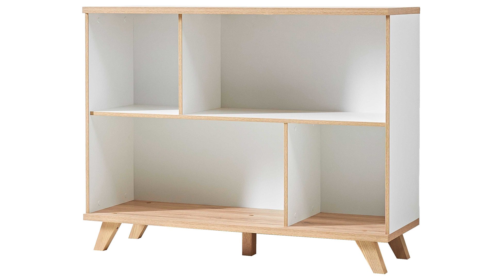 Regal Germania aus Holz in Weiß Regal Oslo, als Bücherregal oder Büromöbel einsetzbar Mattweiß & Sanremo Eiche - vier Fächer, ca. 91 cm hoch