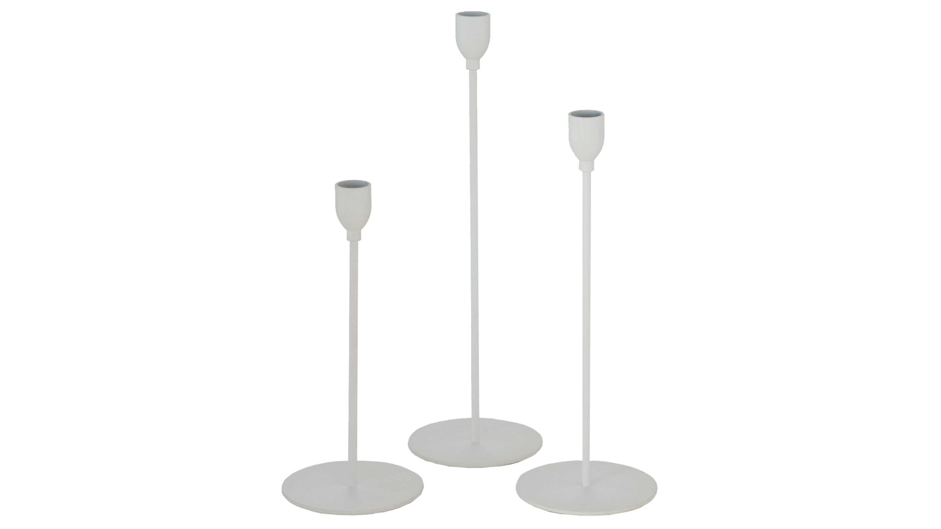 Kerzenständer Boltze aus Metall in Weiß Kerzenständer-Set Malte weißes Eisen – dreiteilig