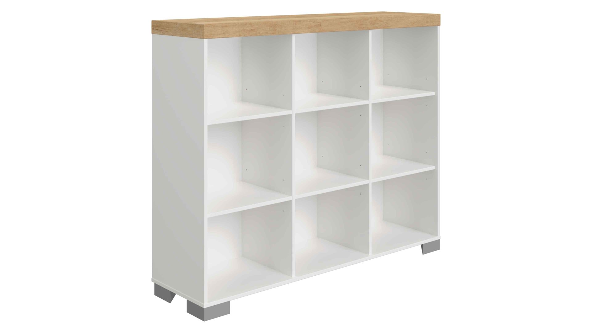 Regal Paidi aus Holz in Holzfarben PAIDI Babyzimmer Kira – Regal Eiche Nebraska & Kreideweiß - neun Fächer, Höhe ca. 112 cm