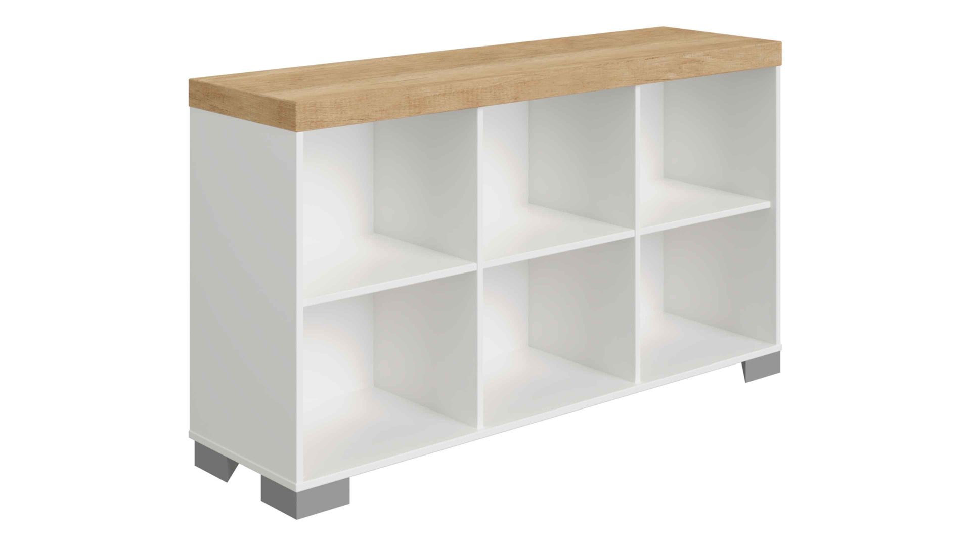 Sideboard Paidi aus Holz in Holzfarben PAIDI Kira  – Sideboard Eiche Nebraska & Kreideweiß - sechs Fächer