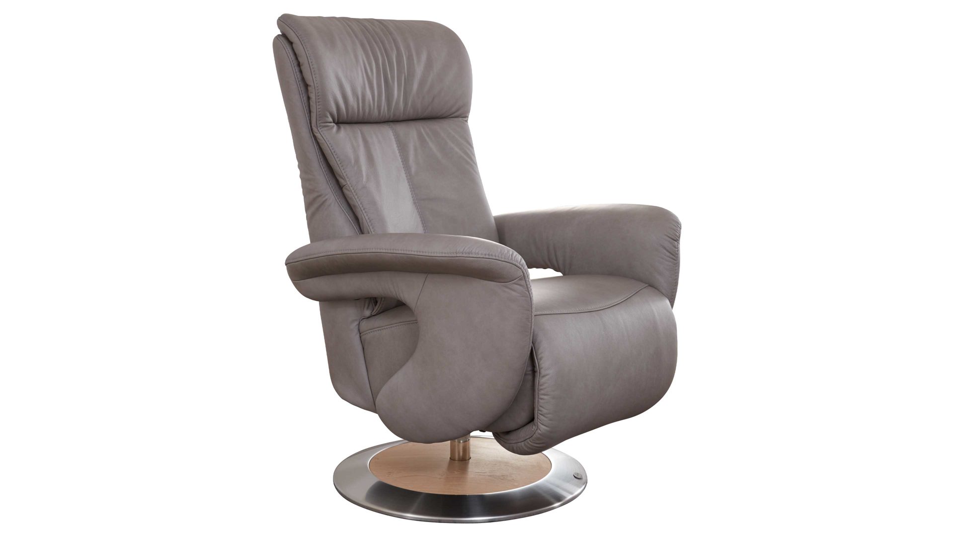 Relaxsessel comfortmaster besser sitzen, liegen, leben aus Leder in Grau Comfortmaster 7333 Easy-Swing-Sessel 35D als Sitzmöbel canyonfarbenes LongLife-Leder LG 18 & Wildeiche-Tellerfuß