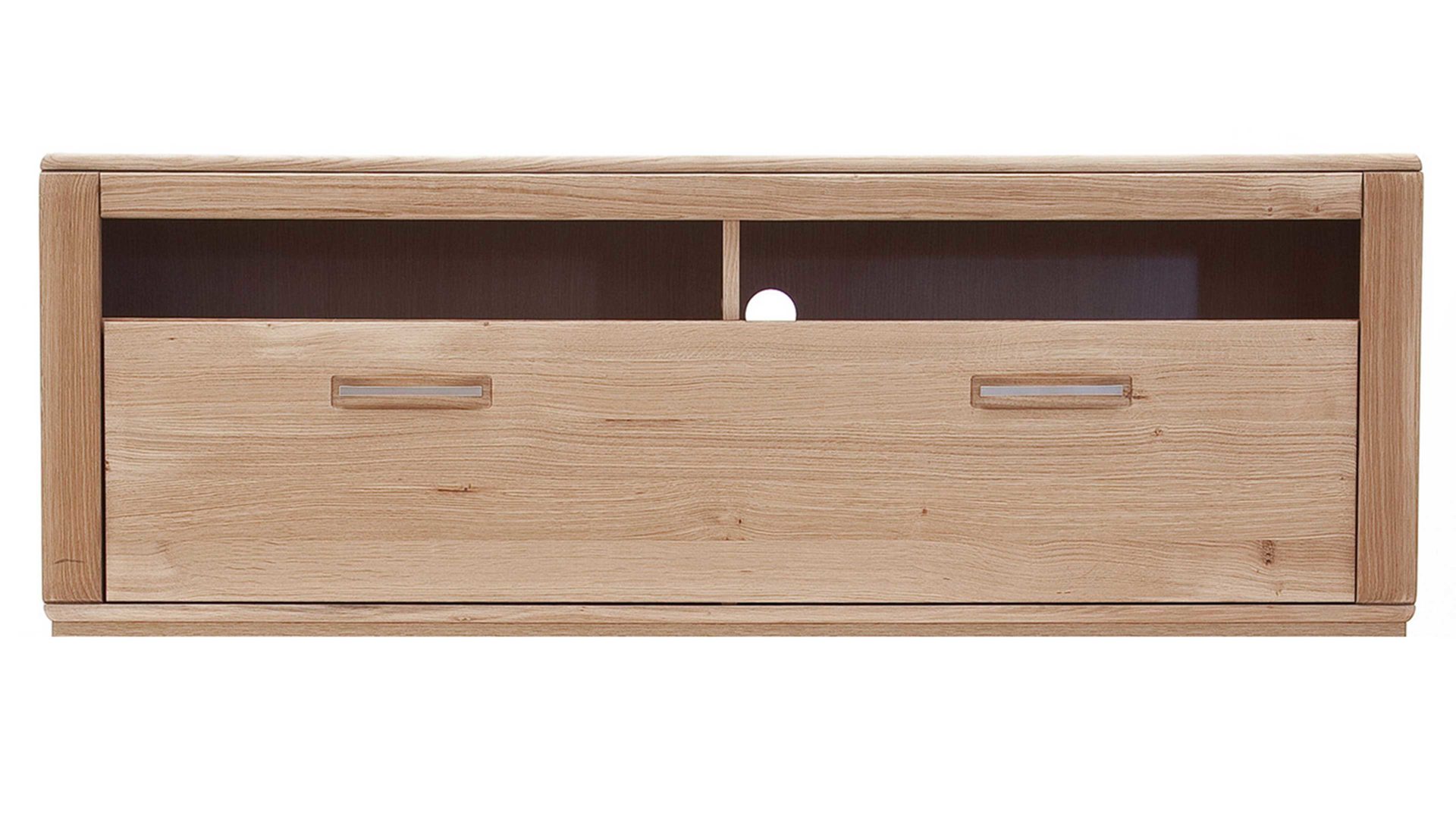 Medienmöbel Mca furniture aus Holz in Holzfarben Hell Wohnprogramm Sena - TV-Element mit Kabelmanagement als TV-Möbel Eiche – eine Schublade, zwei offene Fächer - Breite ca. 154 cm