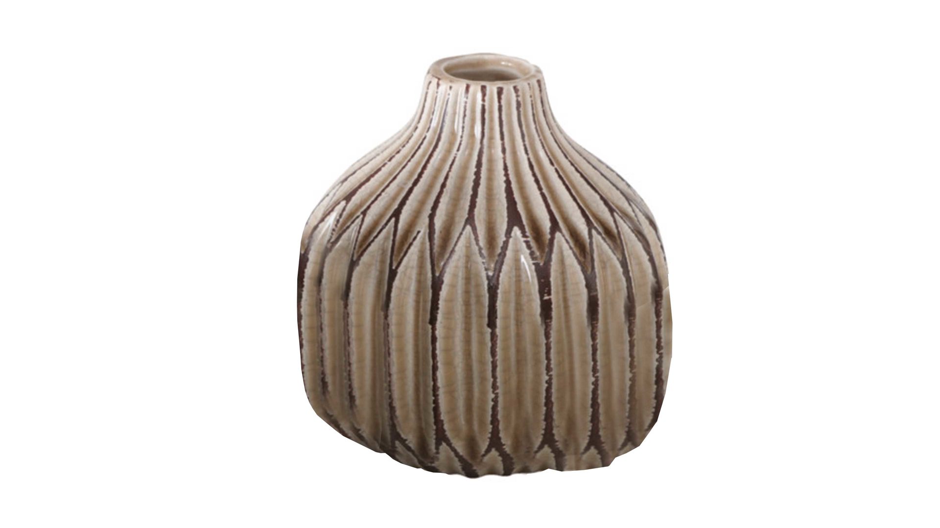 Vase Boltze aus Stein in Beige Vase Lenja beiges Steingut – Höhe ca. 12 cm