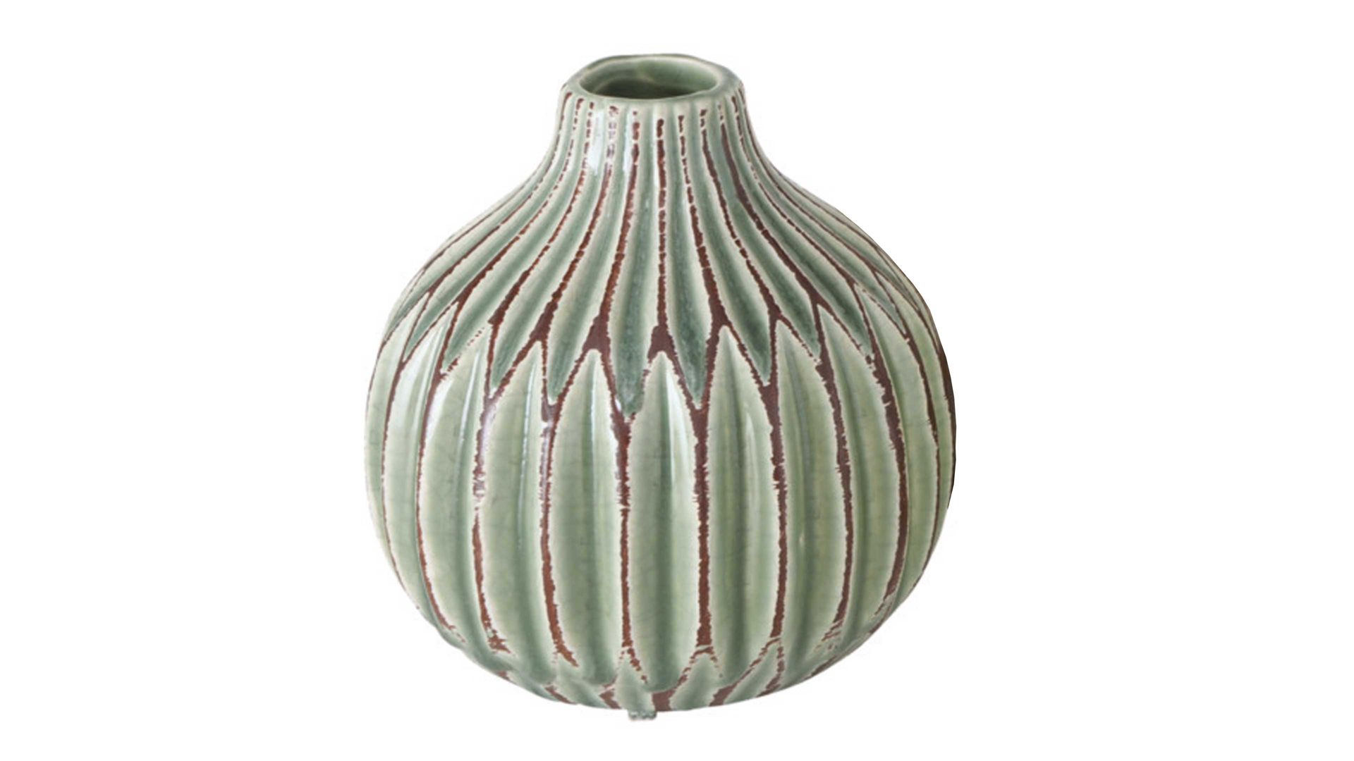 Vase Boltze aus Stein in Grün Vase Lenja grünes Steingut – Höhe ca. 12 cm
