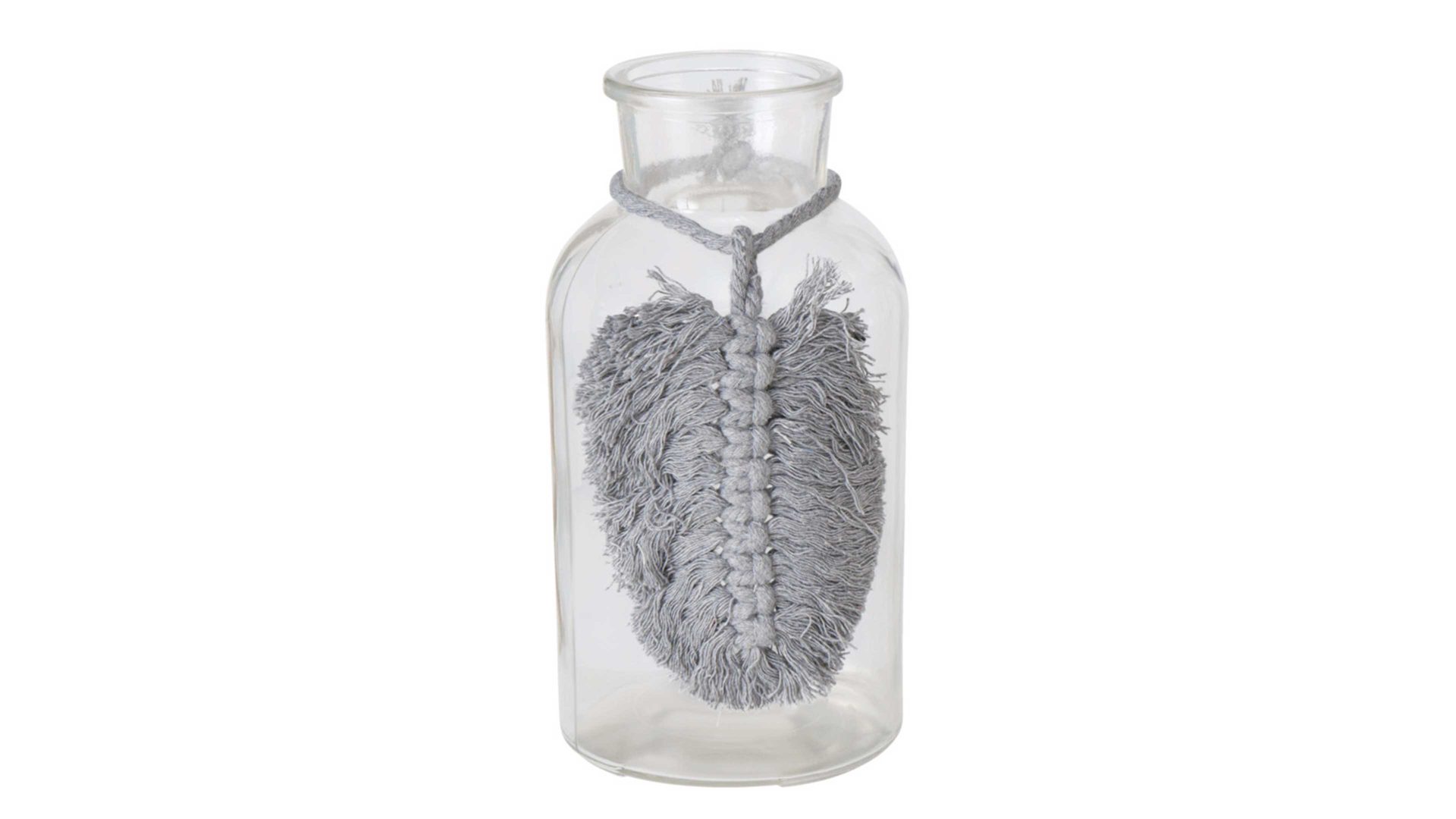 Vase Boltze aus Glas in Grau Vase Lyka graue Baumwolle & Klarglas