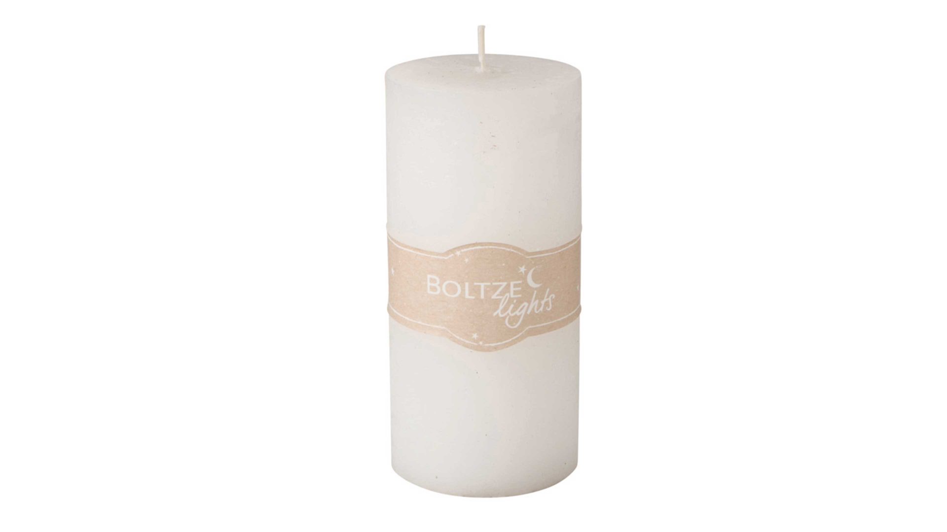 Kerze Boltze aus Wachs in Weiß Stumpenkerze Rosi Weiß – Höhe ca. 15 cm