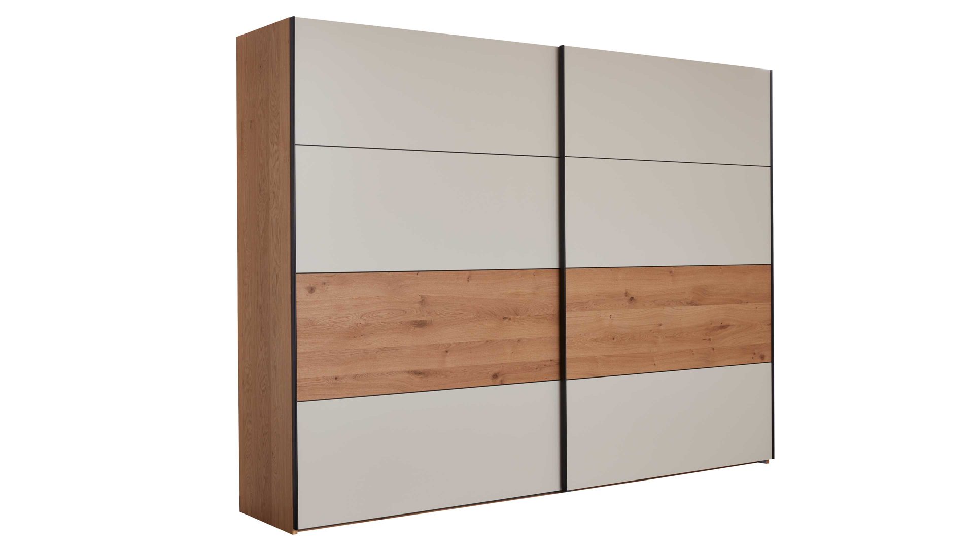 Kleiderschrank Interliving aus Holz in Beige Interliving Schlafzimmer Serie 1024 – Schwebetürenschrank 983306 Design 27,  Sand & Balkeneiche - zwei Türen, Breite ca. 331 cm