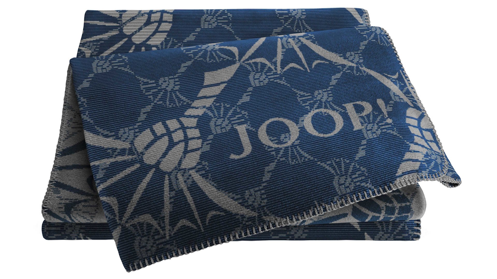 Wohndecke Biederlack aus Stoff in Dunkelblau JOOP! Wohndecke CF Double Marine & Silber – ca. 150 x 200 cm