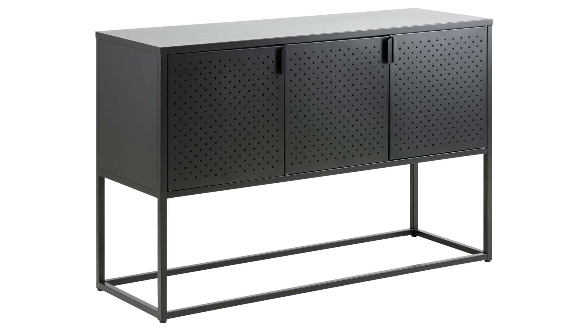 Sideboard Actona group a/s aus Metall in Schwarz Metallmöbel Newton - Sideboard Schwarz - drei Türen, Länge ca. 120 cm